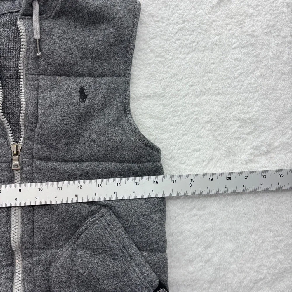 Polo Ralph Lauren Mens XS Gray Quilted Hooded Puffer Vest Zip Up Sleeveless